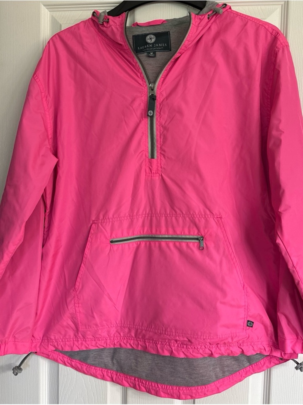 Lauren James Womens Pink Hooded Quarter-Zip Pullover